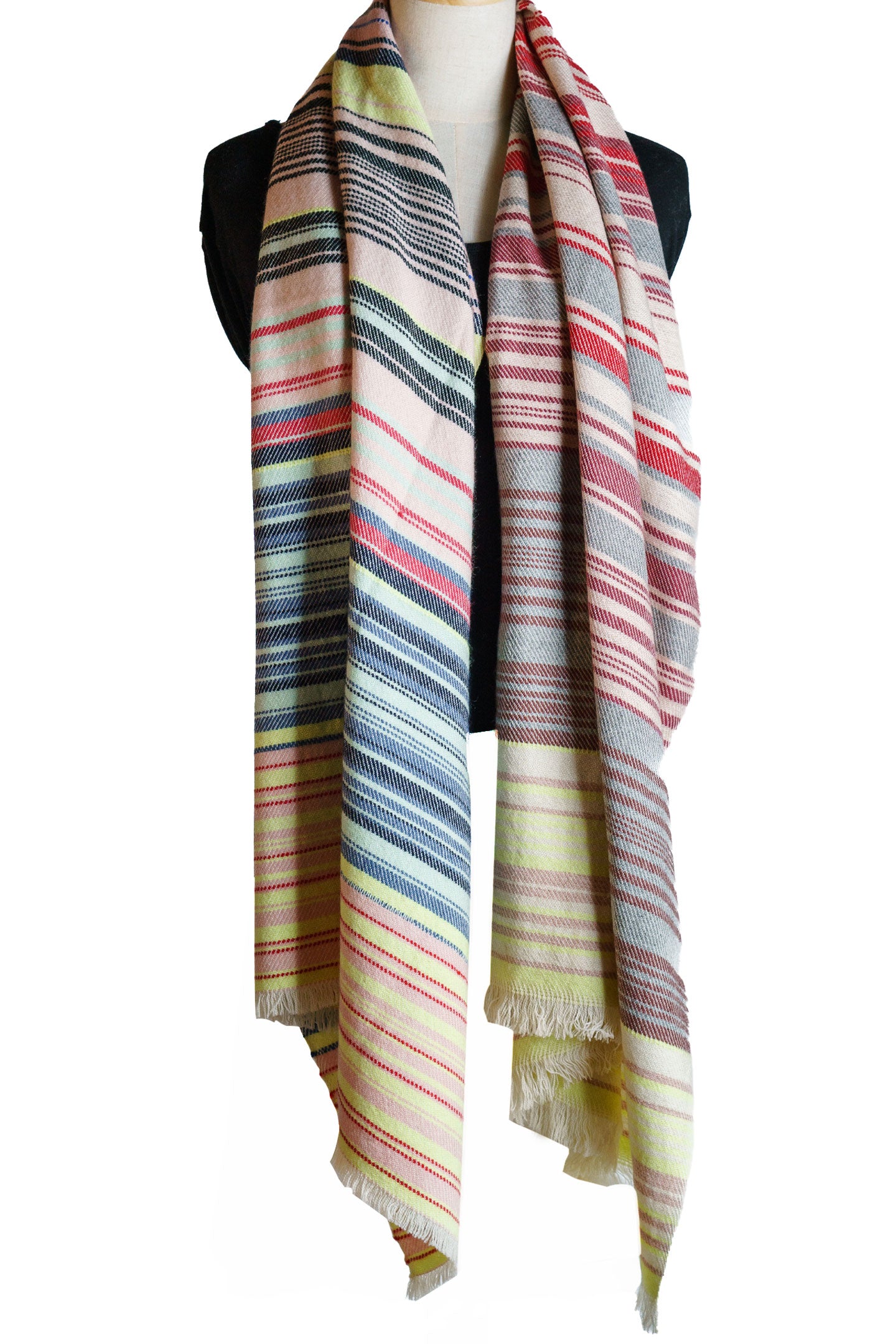 Châle en cachemire multicolore pur